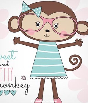 دانلود وکتور لایه باز کارتونی بچه میمون با دو پسوند eps و ai