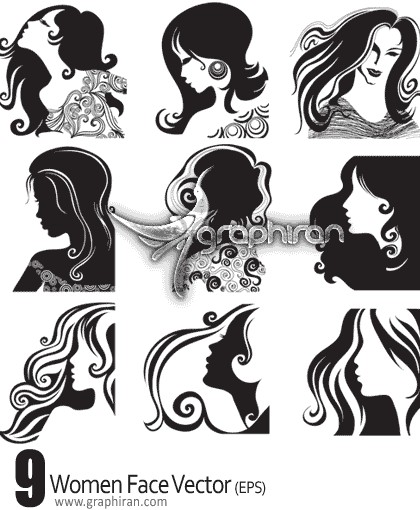 دانلود وکتور طرح های صورت و چهره زنان - Women Face Vector