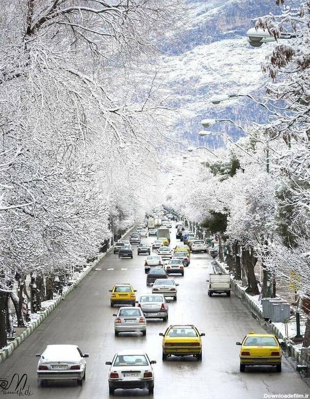 منظره زیبای برفی در بلوار طاق بستان کرمانشاه+عکس - مشرق نیوز
