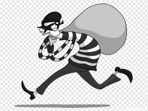کلیپ آرت کارتونی دزد در حال دویدن با کیسه دزدی
