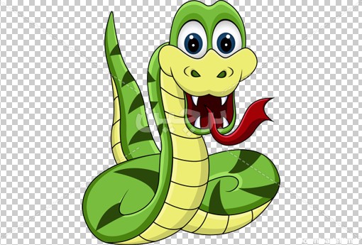 Borchin-ir-Snake-Cartoon-PNG-green تصویر کارتونی مار سبز با دهان باز۲
