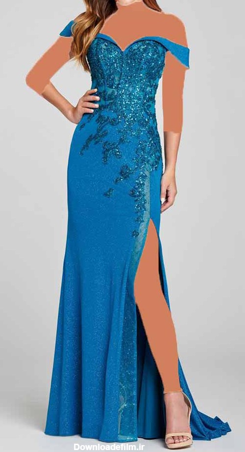 مدل لباس مجلسی زنانه رنگ آبی روشن بلند