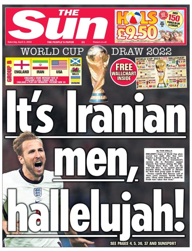 عکس| جنجال انگلیسی ها علیه تیم ملی ایران/ تیتر زشت رسانه ...