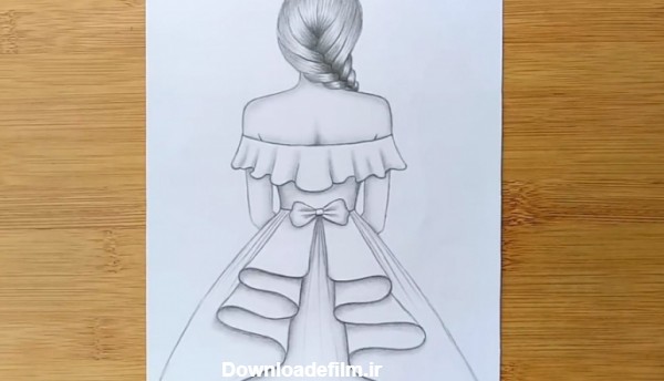 آموزش نقاشی دختری بالباس زیبا