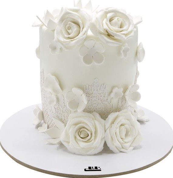کیک تولد دخترانه رز سفید 1 (BB242) | قنادی ناتلی