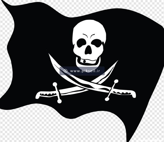 فایل png با طرح پرچم سیاه دزدان دریایی با طرح اسکلت و شمشیر