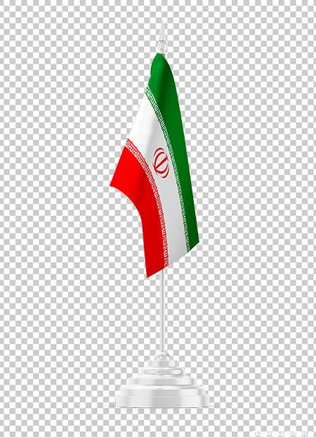 عکس پرچم تشریفاتی ایران ایستاده PNG بدون بک گراند با کیفیت بالا