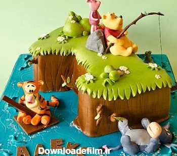 تزیین کیک تولد با طرح خرس پو