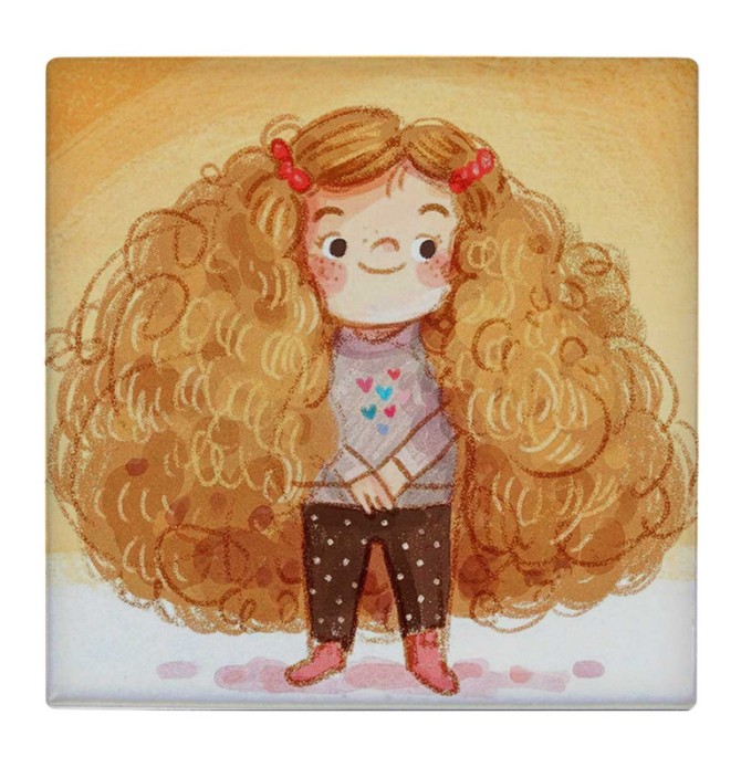 قیمت و خرید کاشی کارنیلا طرح نقاشی دختر بچه با موهای فر کد wkk3345