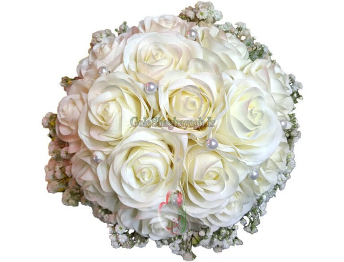 دسته گل عروس مصنوعی رز سفید - گل مصنوعی برای عقد و عروسی - گل ...