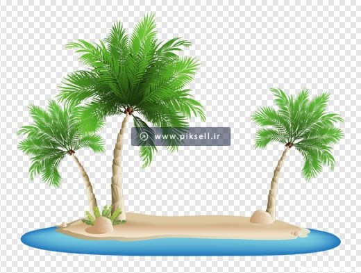 دانلود تصویر دوربری شده با طرح جزیره و درخت های نخل یا نارگیل