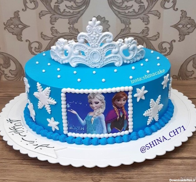 عکس کیک تولد دخترانه رنگ آبی