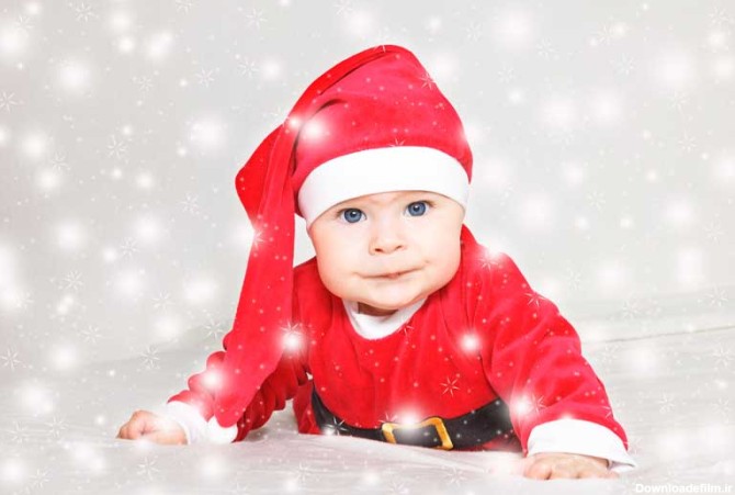 دانلود تصویر با کیفیت نوزاد با لباس کریسمس