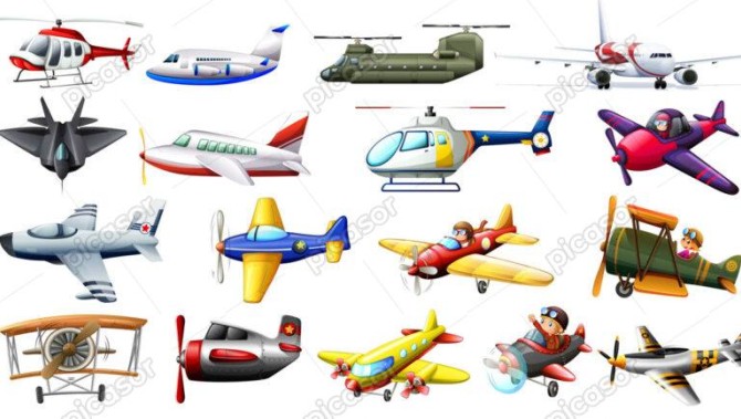 17 مجموعه وکتور هواپیما کارتونی با خلبان - وکتور هواپیماهای قدیمی کارتونی و هلیکوپتر