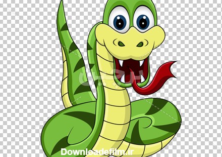 Borchin-ir-Snake-Cartoon-PNG-green تصویر کارتونی مار سبز با دهان باز۲