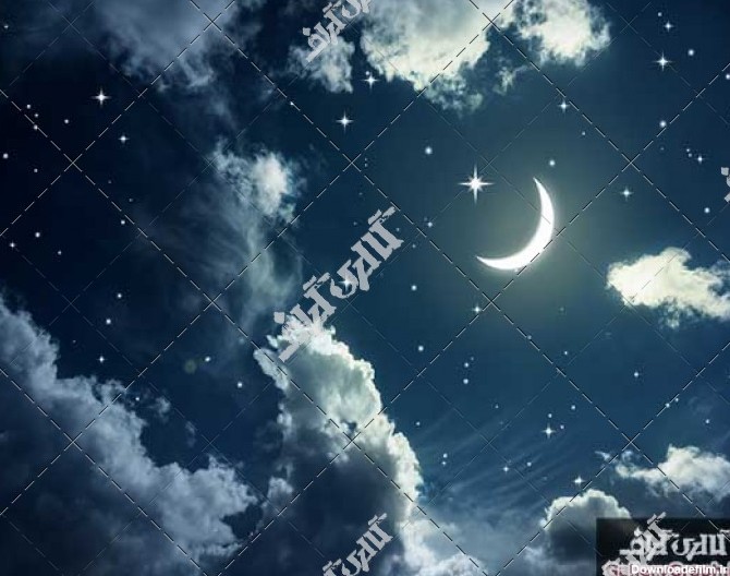 تصویر باکیفیت ماه و ستاره