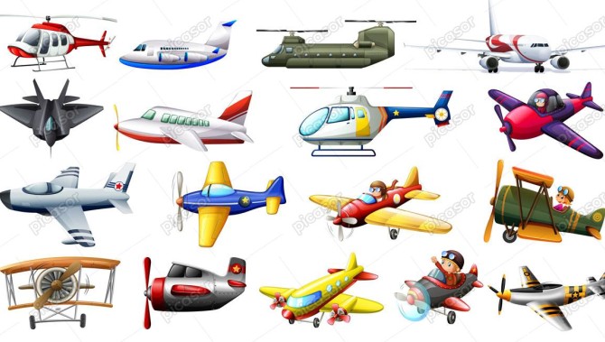 17 مجموعه وکتور هواپیما کارتونی با خلبان - وکتور هواپیماهای قدیمی ...