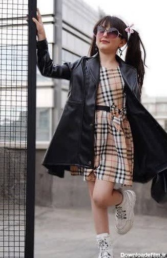 مدل لباس دختر بچه با پارچه چرمی