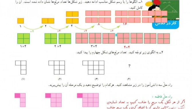 ریاضی چهارم ابتدایی صفحه 10 (فصل 1 ریاضی چهارم ) الگوها