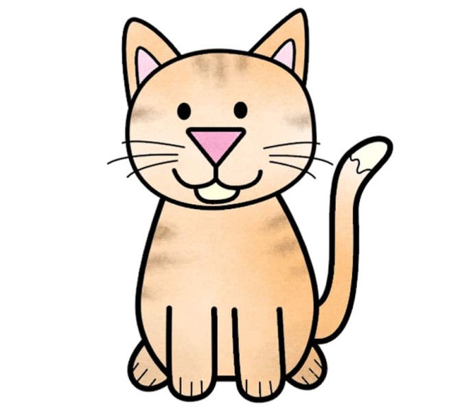 نقاشی گربه کودکانه با آموزش ویدئویی
