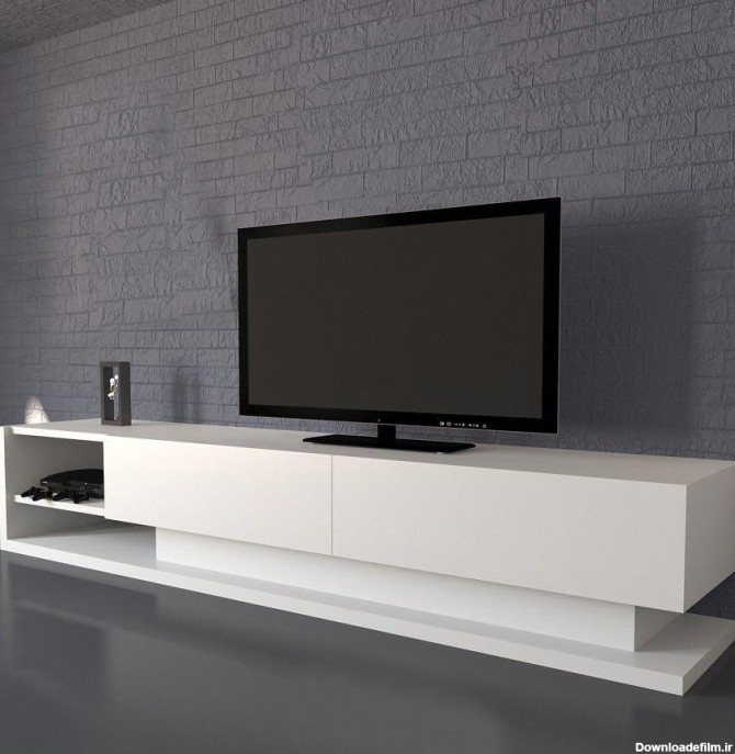 خرید جدیدترین مدل های میز تلویزیون سفید و چوبی شیک