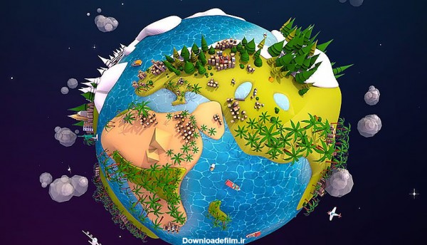 مجموعه مدل سه بعدی کارتونی کره زمین با استایل Low Poly - مغزابزار