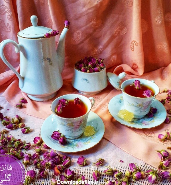 عکس چای با گل محمدی