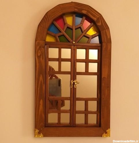 خرید و قیمت پنجره چوبی سنتی گره چینی با آینه و شیشه رنگی 22*30 از ...