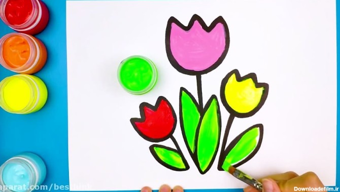 آموزش نقاشی کودکان ، گل لاله