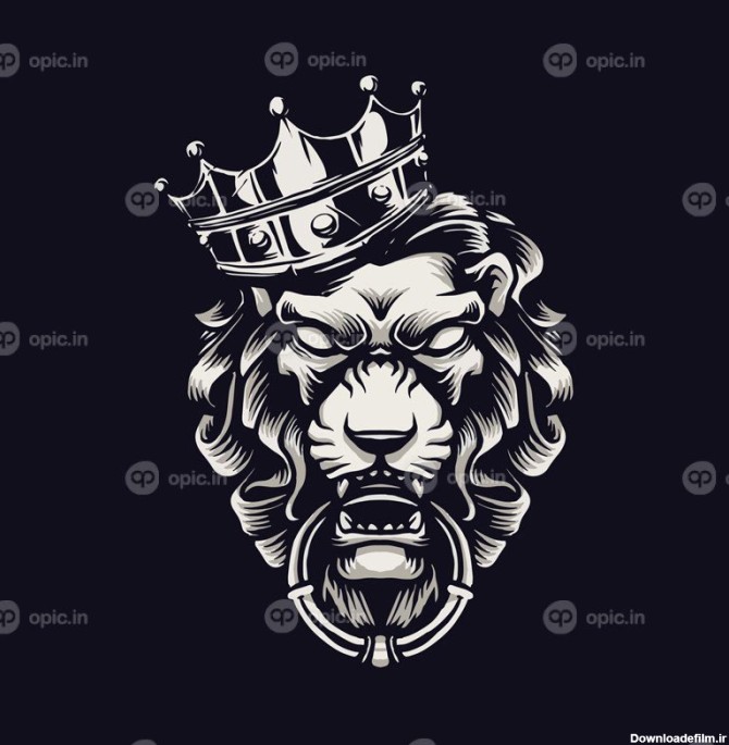 وکتور تصویر سر شیر شاه با تاج | اوپیک