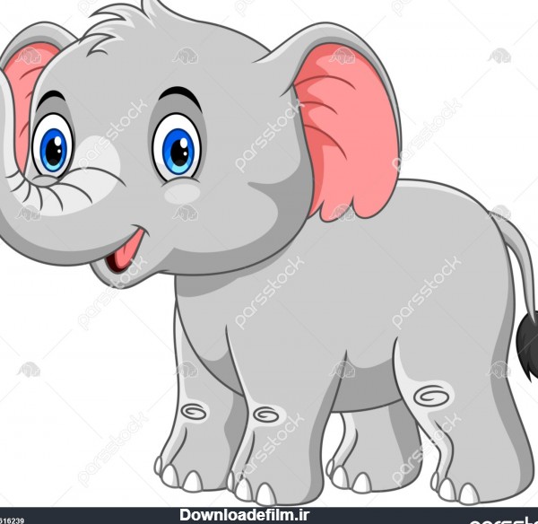 فیل کارتونی در پس زمینه سفید 1616239