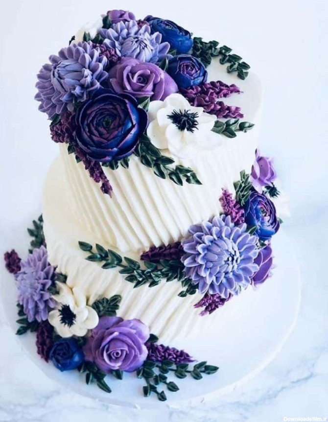 کیک عروسی با دیزاین گل‌های تازه | 20 مدل از کیک های متفاوت و خاص عروسی ، نامزدی و بله برون