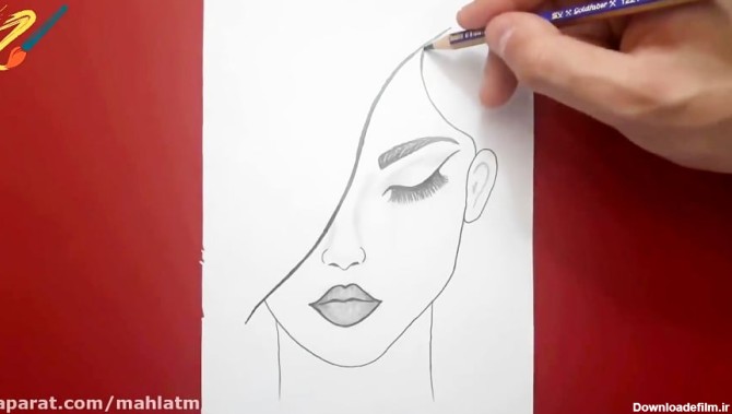 آموزش طراحی چهره دختر زیبا با مداد