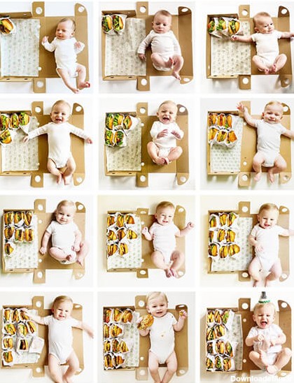 ایده های عالی برای عکاسی ماهانه نوزاد