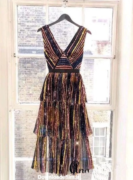 لباس محلسی پولکی بلند دو رنگ شیک و زیبا