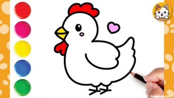 آموزش نقاشی کودکانه _ نقاشی بسیار زیبای مرغ