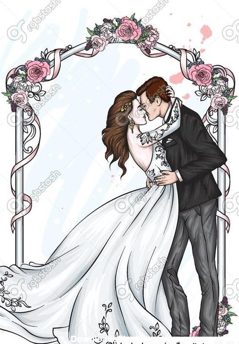 عکس نقاشی فانتزی عروس و داماد ❤️ [ بهترین تصاویر ]