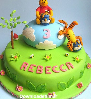 تزیین کیک تولد با طرح خرس پو