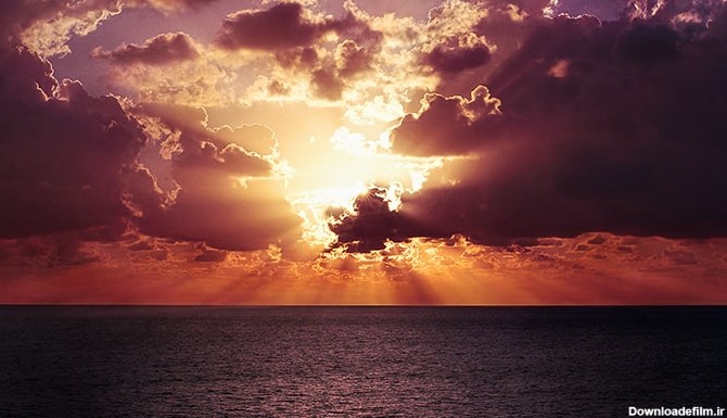 تصویر پس زمینه غروب آفتاب روی دریای آرام | فری پیک ایرانی | پیک ...
