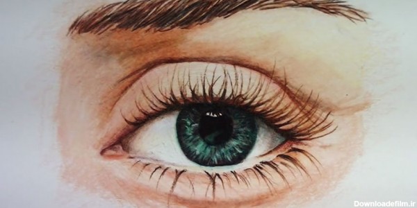 نقاشی چشم با مداد رنگی