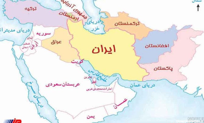 عکس نقشه ایران و همسایه های آن
