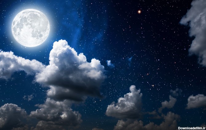 عکس زیبای ماه با منظره شب و ابر + اشعار زیبا با مضمون ماه و شب و ستاره