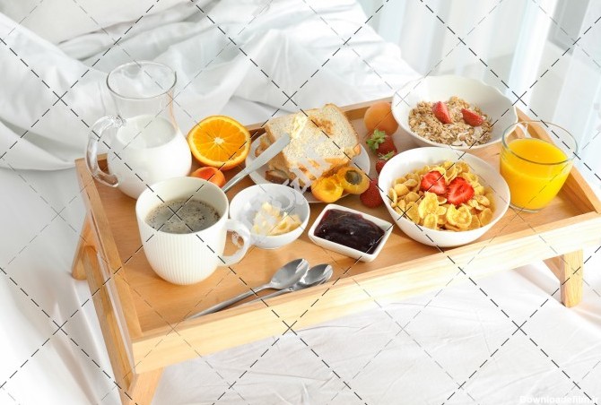 عکس صبحانه روی تخت و خواب