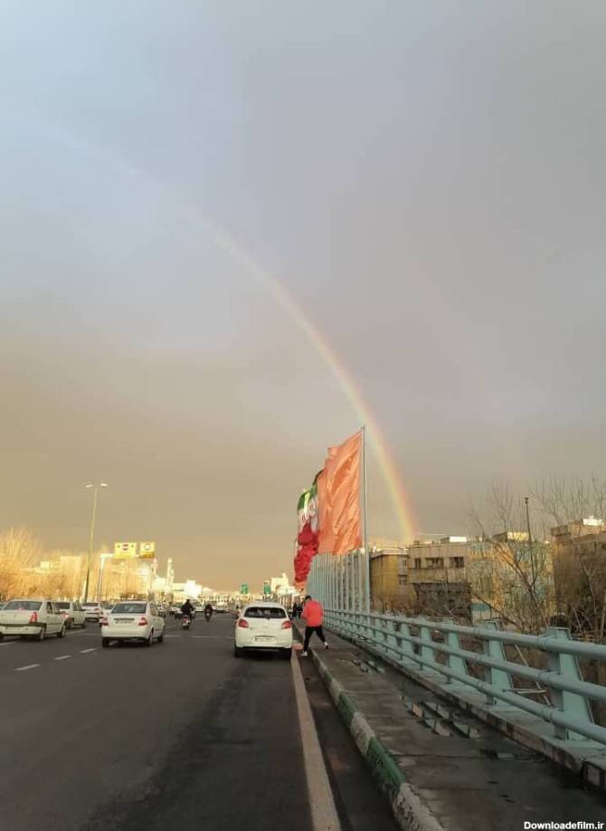 تصاویر رنگین کمان زیبا در آسمان تهران