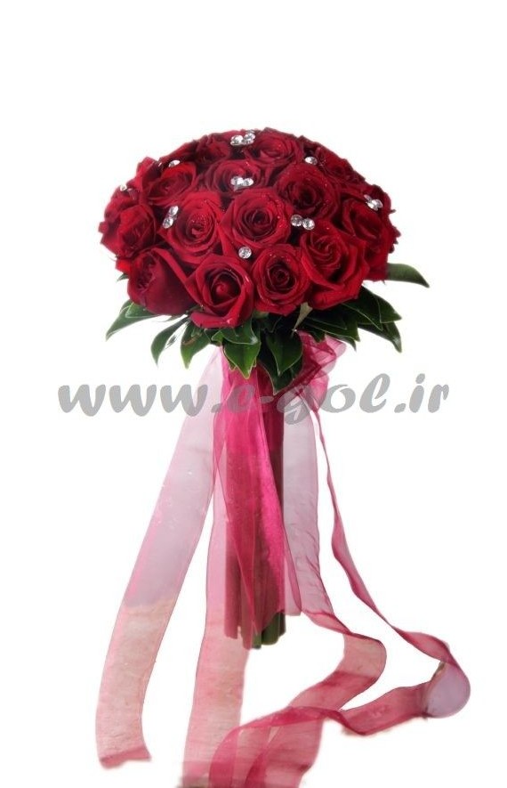 دسته گل عروس رز قرمز - خرید آنلاین دسته گل عروس در تهران - ایگل