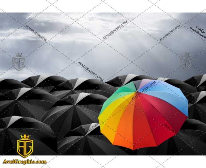 شاتر استوک چتر رنگی و آسمان
