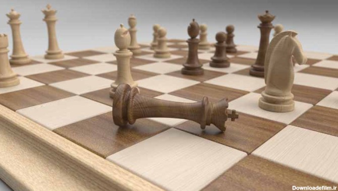 تصویر باکیفیت صفحه شطرنج چوبی