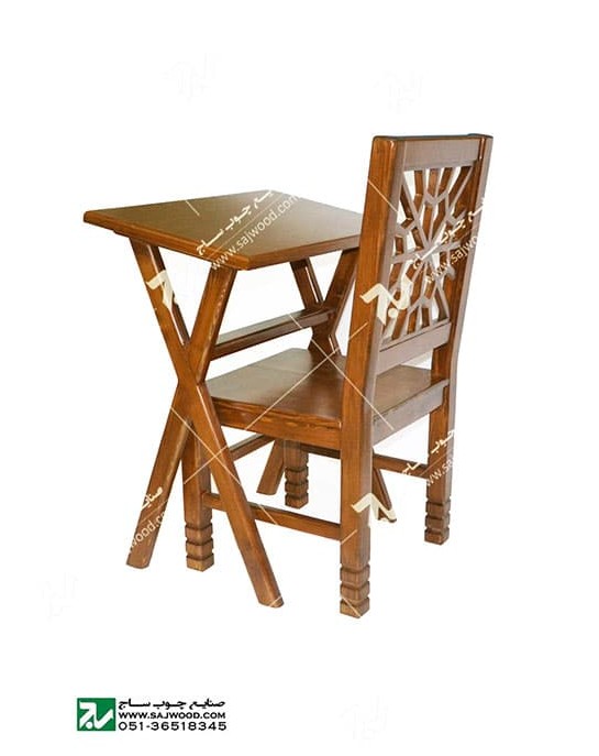 میز و صندلی چوبی نماز سمن - کد ۶۴۲ | صنایع چوب ساج، درب و پنجره ...