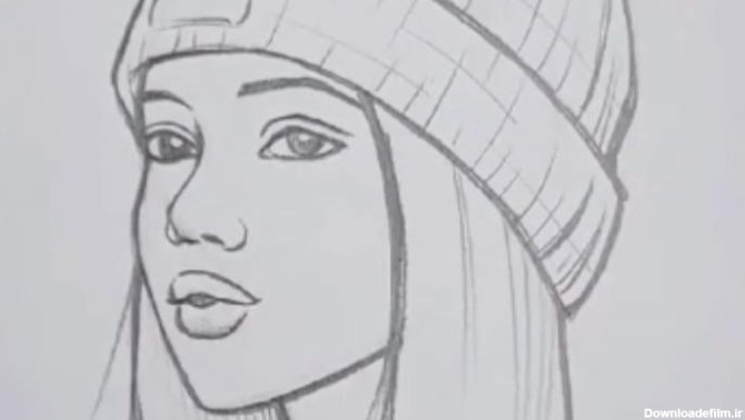 نقاشی و طراحی چهره زیبا و جذاب دختر نقاشی طراحی با مداد | Film7amozeshi