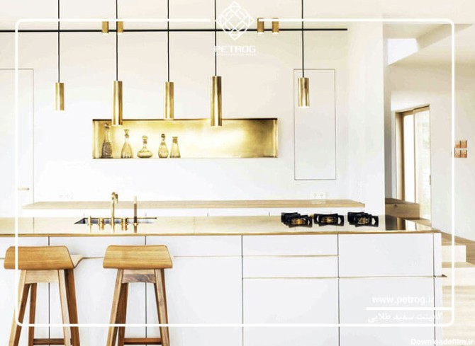 کابینت سفید طلایی | پرطرفدارترین مدل های کابینت آشپزخانه سفید طلایی